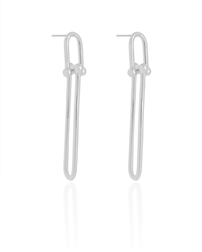 Brinco Elos U Balanço 6 cm Ródio Branco