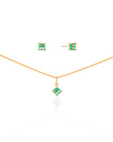 Conjunto Quadrado Turmalina 4 mm Banhado a Ouro 18K