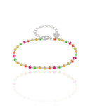 Pulseira Bolinhas Coloridas 2 mm Ródio Branco