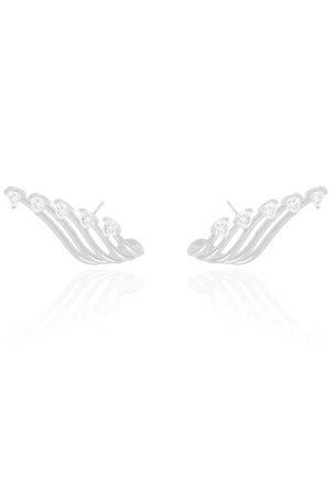 Ear Cuff Filetes Corações Cristal Ródio Branco