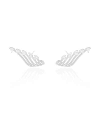 Ear Cuff Filetes Corações Cristal Ródio Branco