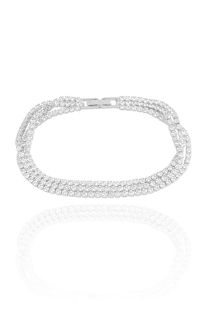 Pulseira Tripla Cravejada Cristal Ródio Branco
