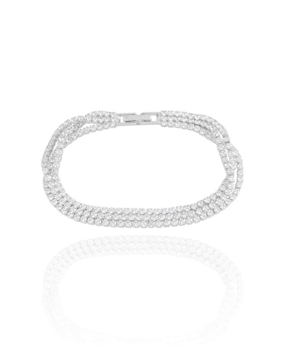 Pulseira Tripla Cravejada Cristal Ródio Branco