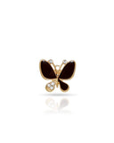 Broche Borboleta Esmaltado Marrom com Detalhes Cravejado Cristal