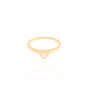 Anel Ponto de Luz Cristal Tamanho 17 Banhado a Ouro 18K