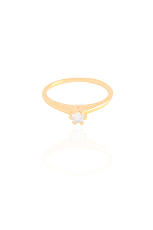 Anel Ponto de Luz Cristal Tamanho 16 Banhado a Ouro 18K