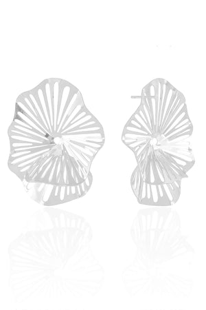 Brinco Flor Vazada Ródio Branco