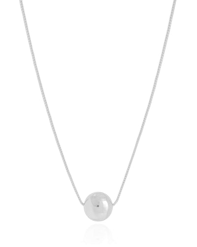 Colar Veneziana Bola Lisa 12 mm Ródio Branco - 45 cm