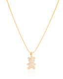 Gargantilha Infantil Ursinho Cravejado Cristal Banhado a Ouro 18K - 45 cm