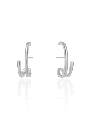 Ear Hook Filetes Lisos 2.4 cm Ródio Branco