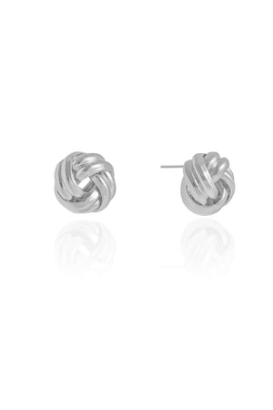 Brinco Nó Liso 1.4 cm Ródio Branco