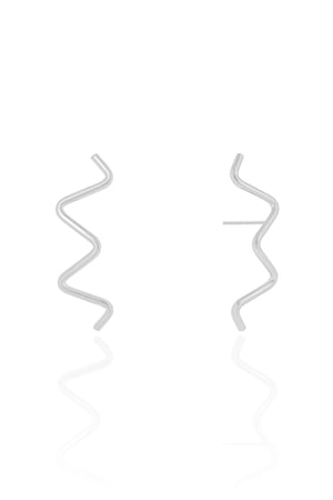 Brinco Fio Zig Zag Ródio Branco