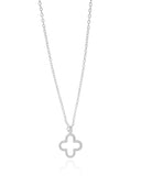 Gargantilha Elos Americanos Trevo Vazado Ródio Branco - 45 cm