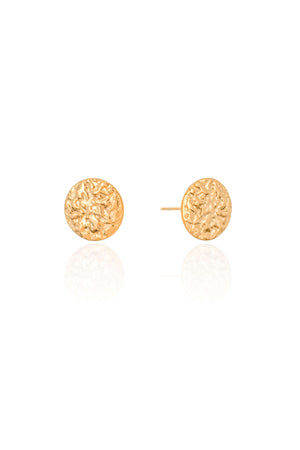 Brinco Redondo Texturizado 1.2 cm Banhado a Ouro 18K