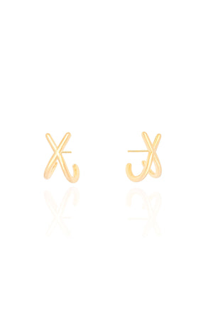 Brinco Ear Hook em X Banhado a Ouro 18k
