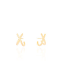 Brinco Ear Hook em X Banhado a Ouro 18k