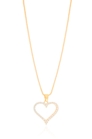 Gargantilha Veneziana Coração Cravejado Cristal Banhado a Ouro 18K - 45 cm