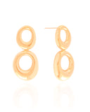 Brinco Oval Duplo Vazado Liso Banhado a Ouro 18K