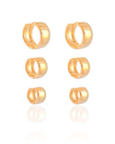 Trio de Argolas Lisas Banhado a Ouro 18K