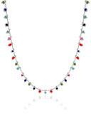 Choker Miçangas Coloridas Ródio Branco