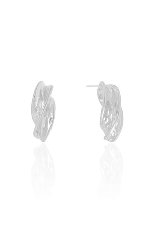 Brinco Orgânico Detalhado 2.4 cm Ródio Branco