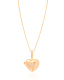 Relicário Coração Cravejado Cristal Banhado a Ouro 18K - 45 cm