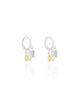 Brinco Argola Cristais Coloridos 6 mm Ródio Branco