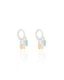 Brinco Argola Cristais Coloridos 6 mm Ródio Branco