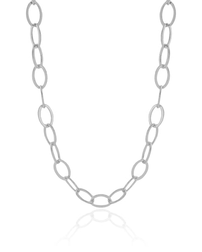 Choker Elos Ovais 7 mm Ródio Branco - 32 cm