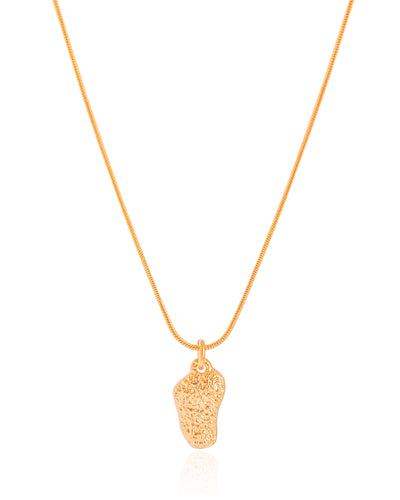 Gargantilha Rabo de Rato Pingente Orgânico Texturizado Banhado a Ouro 18K - 45 cm