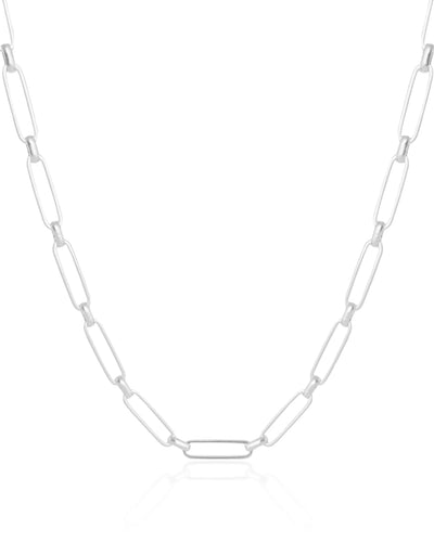 Choker Elos Ovais 5 mm Ródio Branco - 36 cm