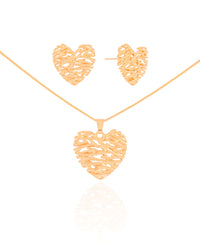 Conjunto Coração Galhos Banhado a Ouro 18K