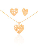 Conjunto Coração Galhos Banhado a Ouro 18K