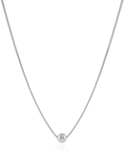 Colar Veneziana Bola Lisa Ródio Branco - 40 cm