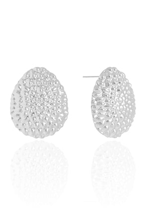 Brinco Gota Texturizada 2.9 cm Ródio Branco