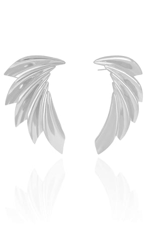 Brinco Asa Lisa 5.5 cm Ródio Branco