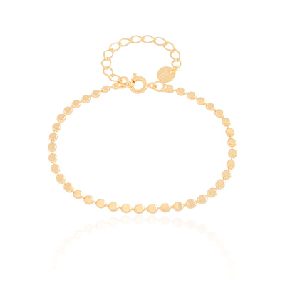 Pulseira Plaquinhas Redondas Achatadas Banhado a Ouro 18K