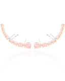 Ear Cuff Pontos de Luz Ovais Safira Rosa Cravejado Cristal Ródio Branco