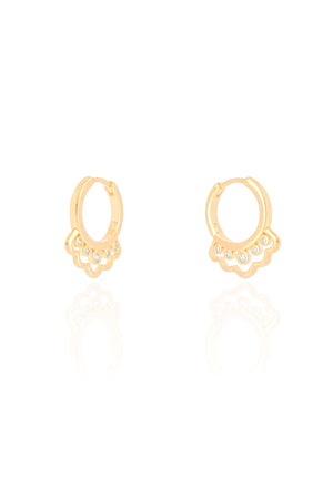 Brinco Argola Click Ponto de Luz Cristal Banhado a Ouro 18K