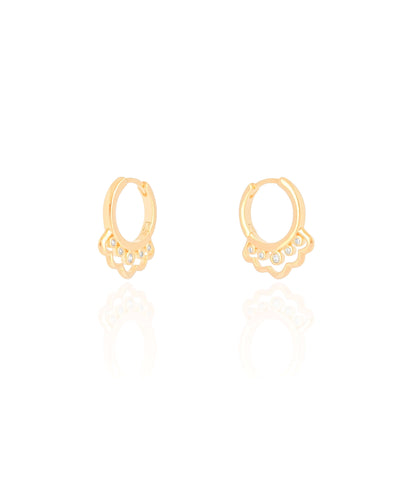 Brinco Argola Click Ponto de Luz Cristal 1,8 cm Banhado a Ouro 18K