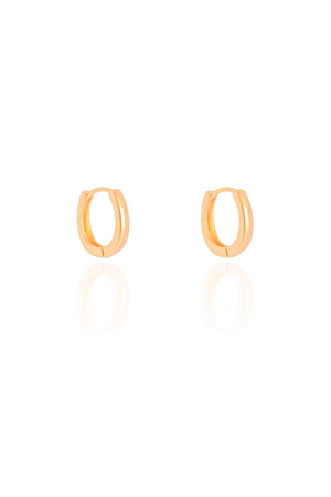 Brinco Argola Click Oval Lisa 1.4 cm Banhado a Ouro 18K