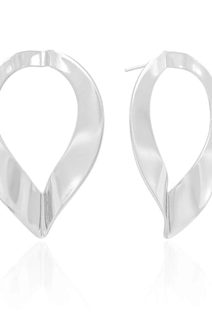 Brinco Folha Vazado Liso Ródio Branco