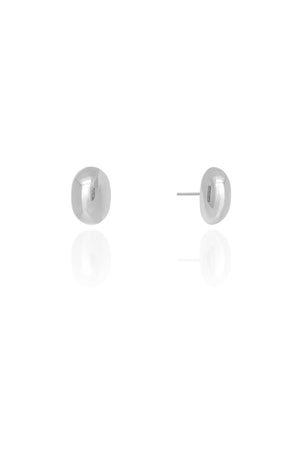 Brinco Oval Liso 1.2 cm Ródio Branco