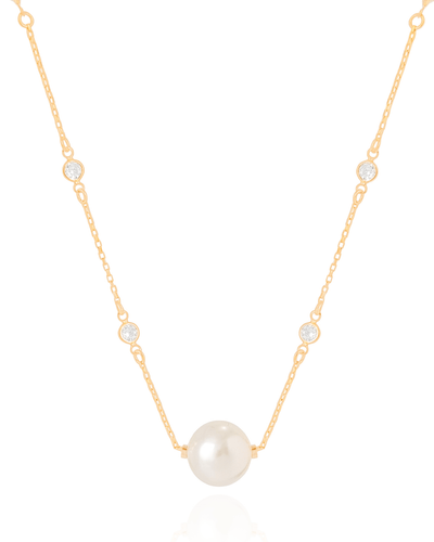 Colar Ponto de Luz com Pérola Banhado a Ouro 18K - 40 cm