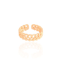 Anel Ajustável Elos Bolinhas Tamanho M Banhado a Ouro 18K