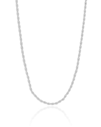 Choker Cordão Baiano 2 mm Ródio Branco - 32 cm