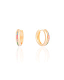 Brinco Argola Cravejada Colorida 1.9 cm Banhado a Ouro 18K