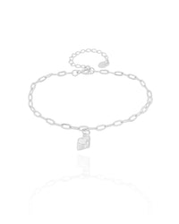 Pulseira Elos Ponto de Luz Quadrado Cristal Ródio Branco