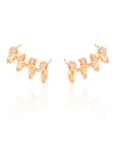 Ear Cuff Geométrico Cristal Banhado a Ouro 18K