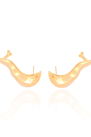 Ear Cuff Orgânico Liso 3.9 cm Banhado a Ouro 18K